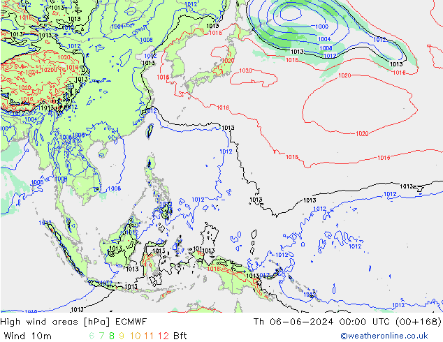 High wind areas ECMWF Th 06.06.2024 00 UTC
