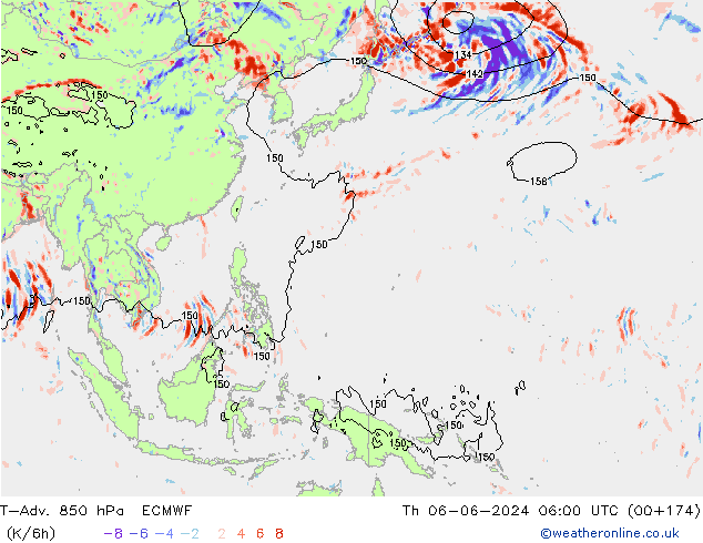 T-Adv. 850 hPa ECMWF Th 06.06.2024 06 UTC