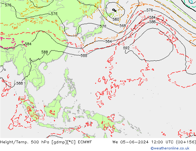 Z500/Rain (+SLP)/Z850 ECMWF  05.06.2024 12 UTC