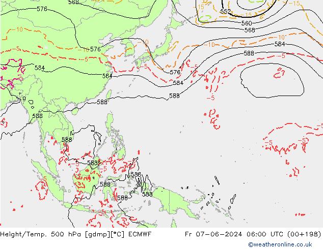 Z500/Regen(+SLP)/Z850 ECMWF vr 07.06.2024 06 UTC