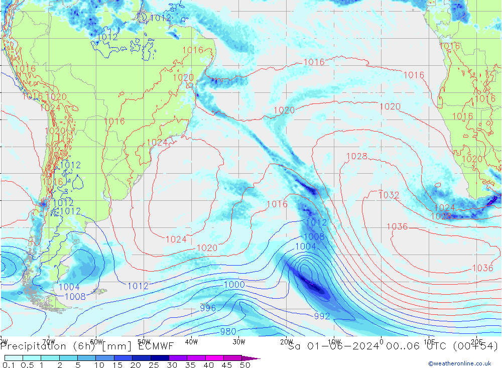 Z500/Rain (+SLP)/Z850 ECMWF sab 01.06.2024 06 UTC