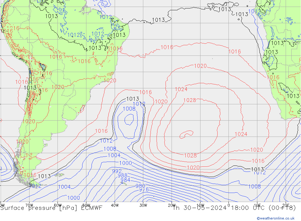 Luchtdruk (Grond) ECMWF do 30.05.2024 18 UTC