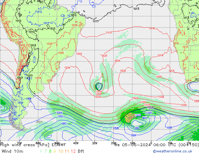 High wind areas ECMWF St 05.06.2024 06 UTC