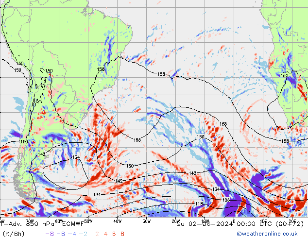 T-Adv. 850 hPa ECMWF Su 02.06.2024 00 UTC