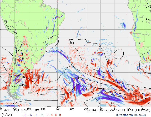 T-Adv. 850 hPa ECMWF  04.06.2024 12 UTC