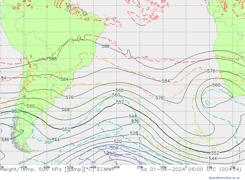 Z500/Rain (+SLP)/Z850 ECMWF sab 01.06.2024 06 UTC