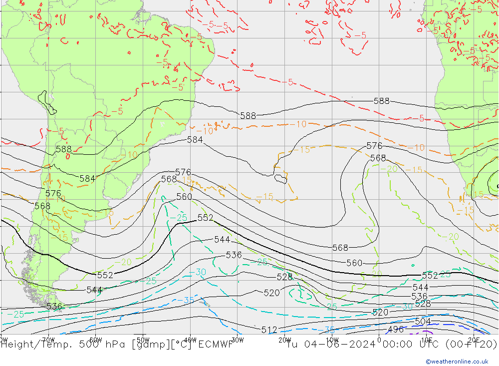 Z500/Rain (+SLP)/Z850 ECMWF вт 04.06.2024 00 UTC