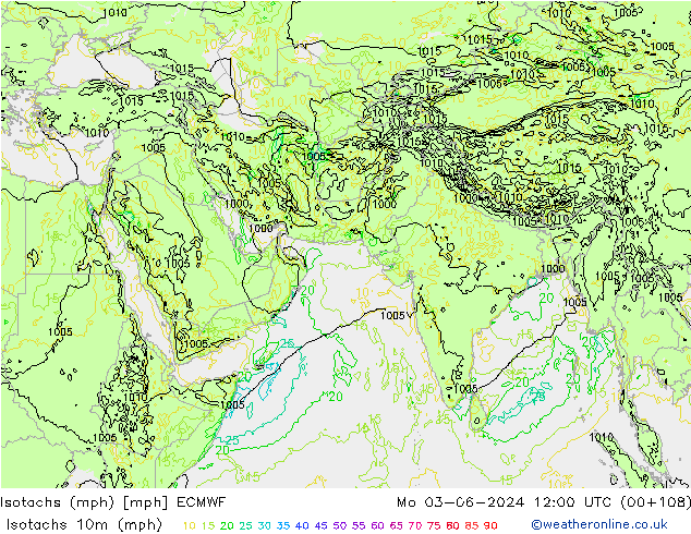 Izotacha (mph) ECMWF pon. 03.06.2024 12 UTC
