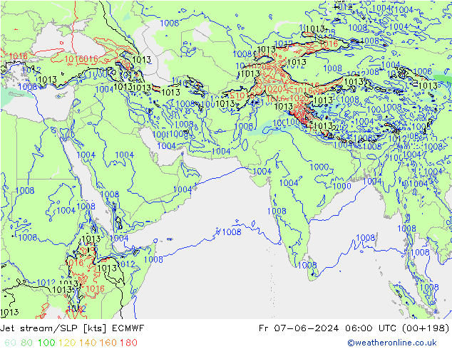 джет/приземное давление ECMWF пт 07.06.2024 06 UTC