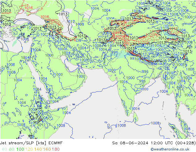 Corrente a getto ECMWF sab 08.06.2024 12 UTC