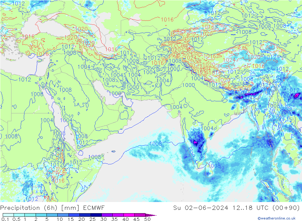 Yağış (6h) ECMWF Paz 02.06.2024 18 UTC