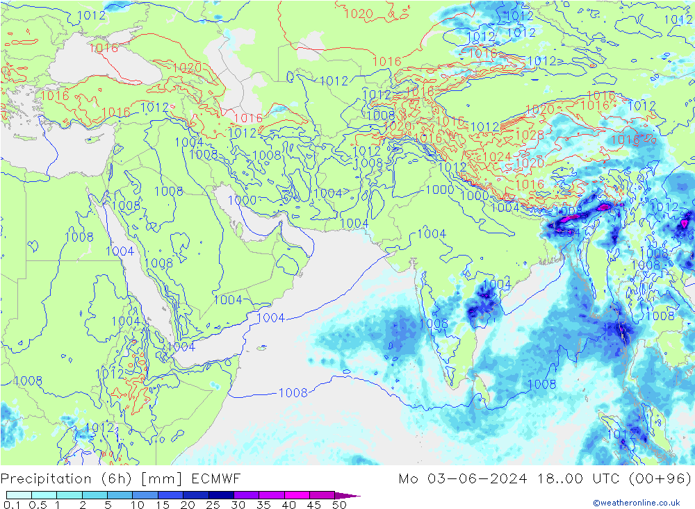 Z500/Rain (+SLP)/Z850 ECMWF Mo 03.06.2024 00 UTC