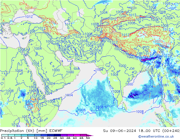 Precipitação (6h) ECMWF Dom 09.06.2024 00 UTC