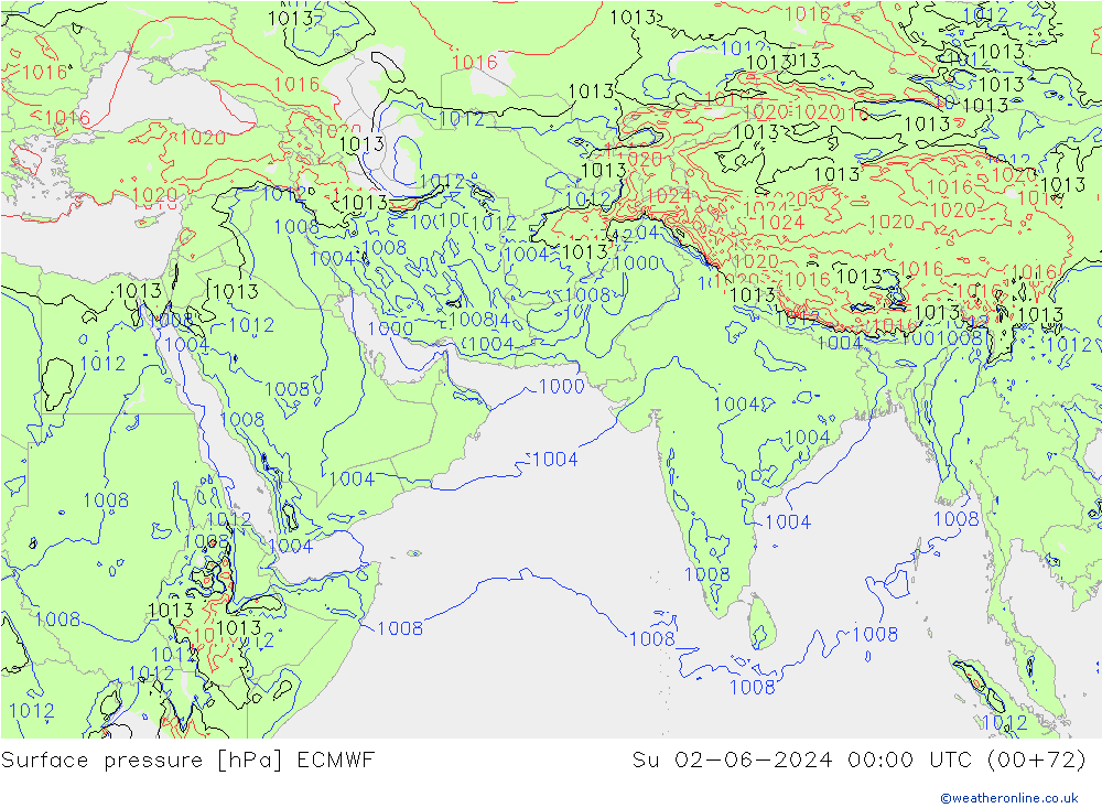 pressão do solo ECMWF Dom 02.06.2024 00 UTC