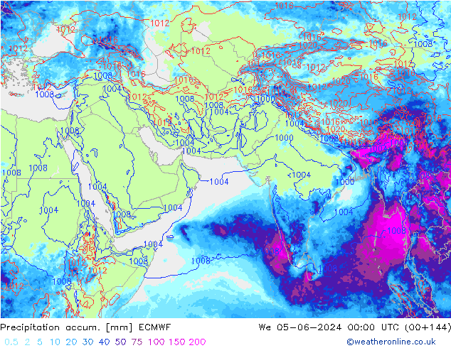 Precipitación acum. ECMWF mié 05.06.2024 00 UTC