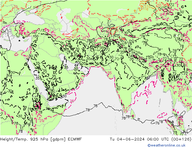 Height/Temp. 925 hPa ECMWF Tu 04.06.2024 06 UTC