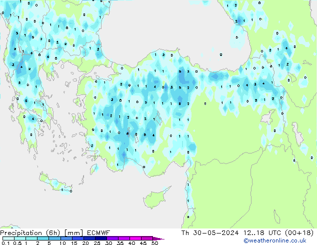 Z500/Rain (+SLP)/Z850 ECMWF jue 30.05.2024 18 UTC