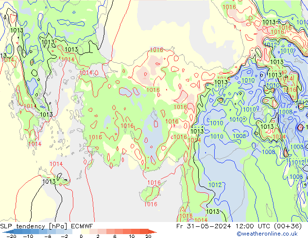 SLP tendency ECMWF Pá 31.05.2024 12 UTC