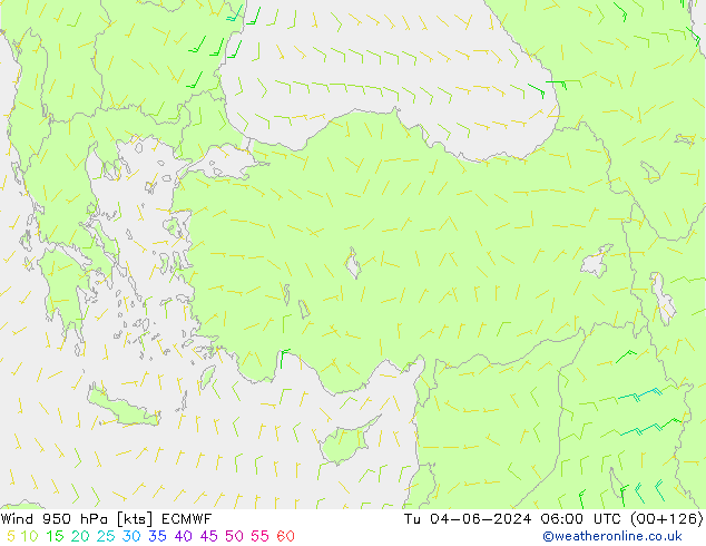 Wind 950 hPa ECMWF di 04.06.2024 06 UTC