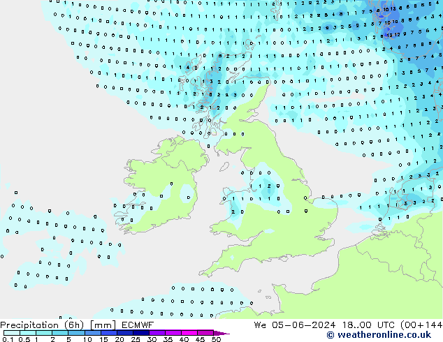 Z500/Rain (+SLP)/Z850 ECMWF We 05.06.2024 00 UTC