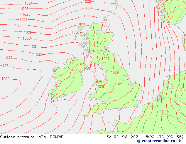 Surface pressure ECMWF Sa 01.06.2024 18 UTC