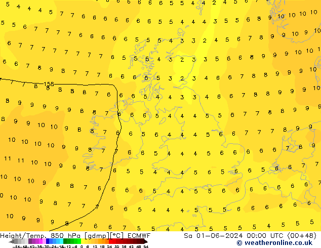 Z500/Rain (+SLP)/Z850 ECMWF sab 01.06.2024 00 UTC