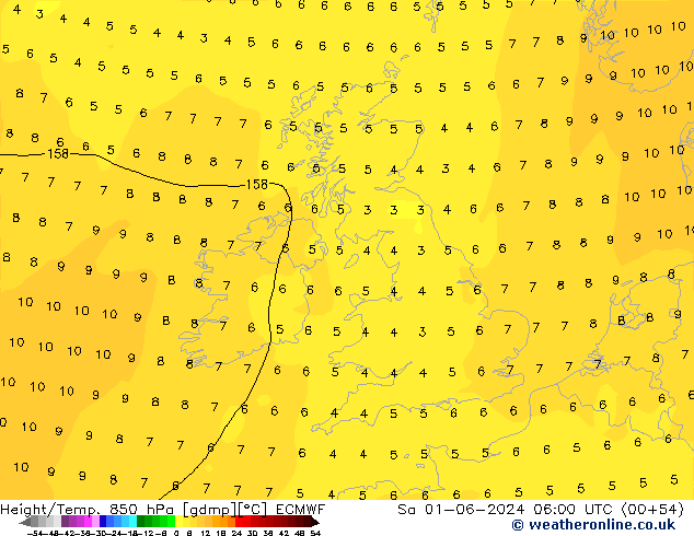 Z500/Rain (+SLP)/Z850 ECMWF  01.06.2024 06 UTC