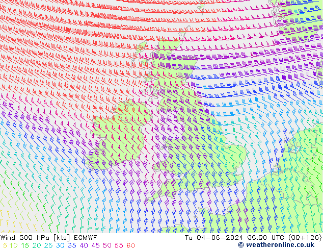 Wind 500 hPa ECMWF Tu 04.06.2024 06 UTC