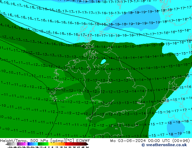 Z500/Rain (+SLP)/Z850 ECMWF Mo 03.06.2024 00 UTC