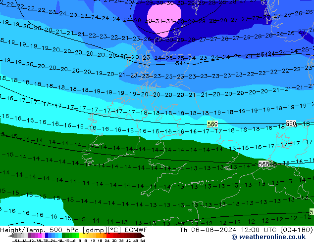 Z500/Rain (+SLP)/Z850 ECMWF Qui 06.06.2024 12 UTC