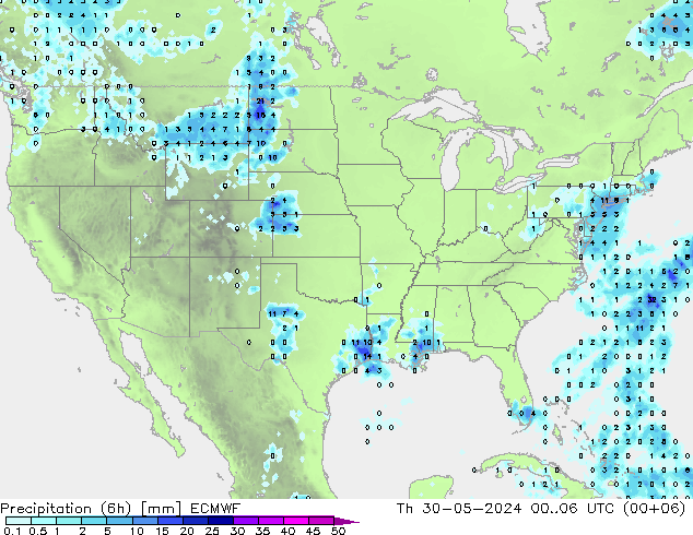 Précipitation (6h) ECMWF jeu 30.05.2024 06 UTC