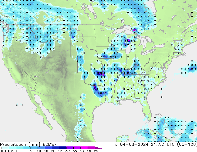 Précipitation ECMWF mar 04.06.2024 00 UTC