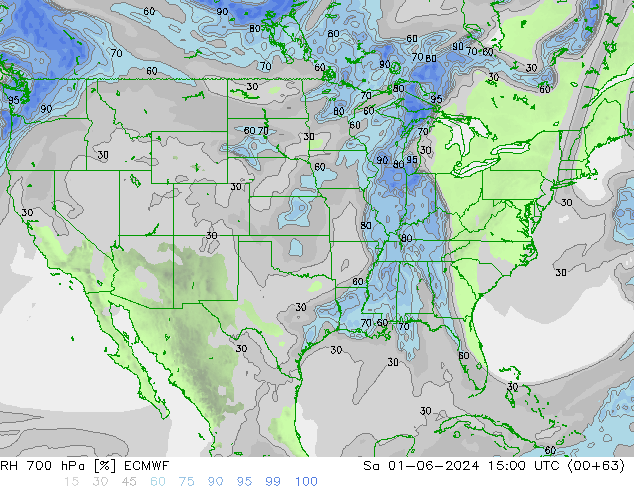 RH 700 hPa ECMWF Sa 01.06.2024 15 UTC