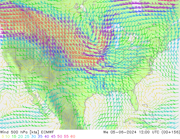 Rüzgar 500 hPa ECMWF Çar 05.06.2024 12 UTC