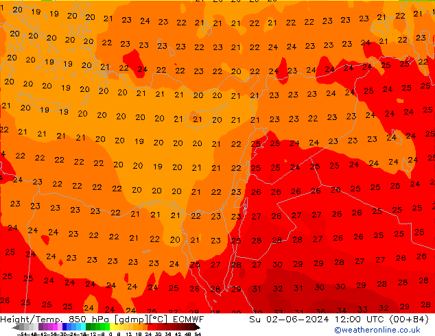 Z500/Rain (+SLP)/Z850 ECMWF Dom 02.06.2024 12 UTC