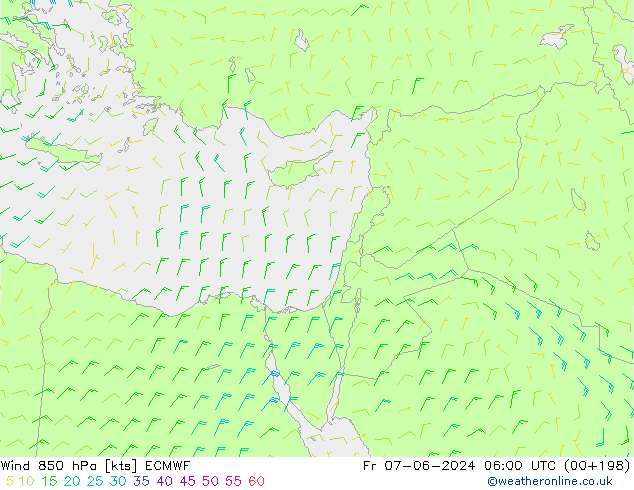 Wind 850 hPa ECMWF Fr 07.06.2024 06 UTC