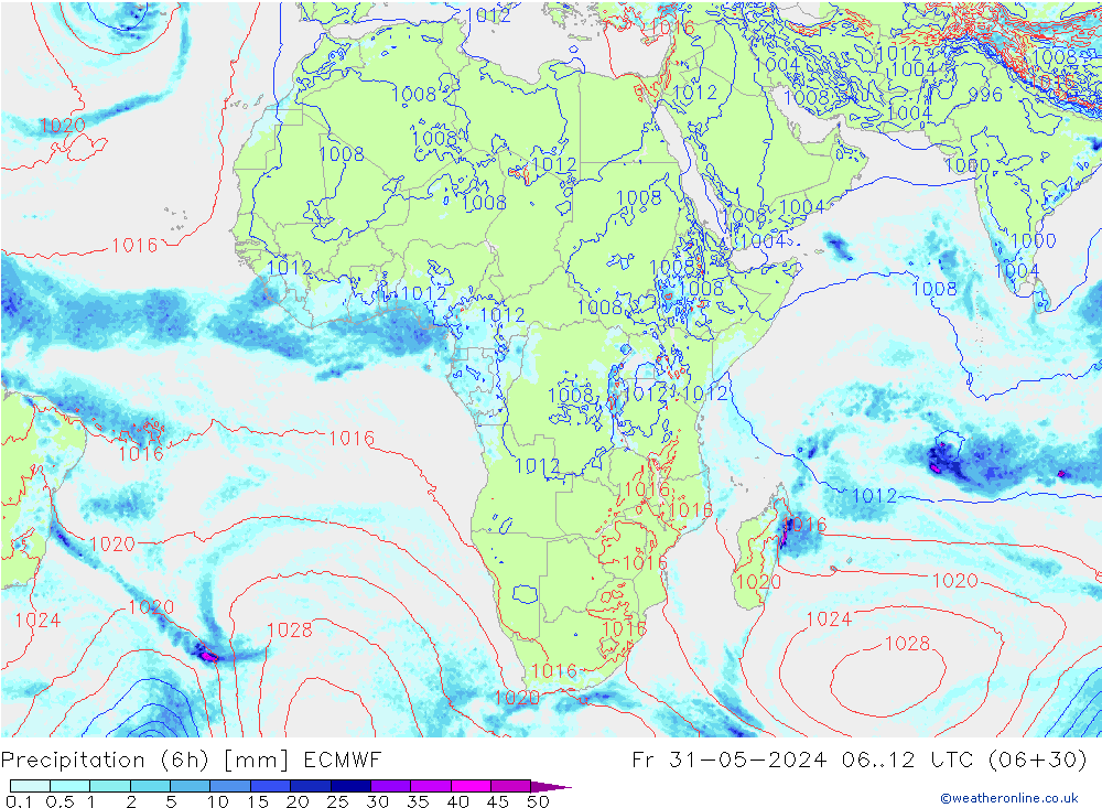 Z500/Yağmur (+YB)/Z850 ECMWF Cu 31.05.2024 12 UTC
