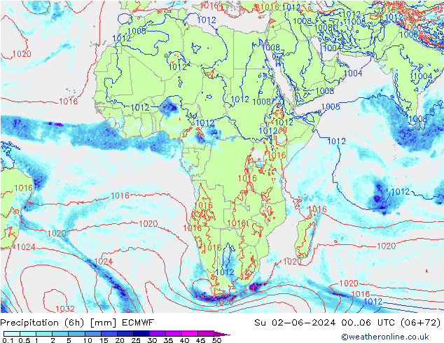 Z500/Rain (+SLP)/Z850 ECMWF dom 02.06.2024 06 UTC