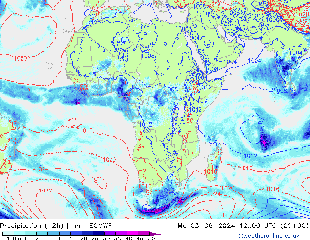 Precipitação (12h) ECMWF Seg 03.06.2024 00 UTC