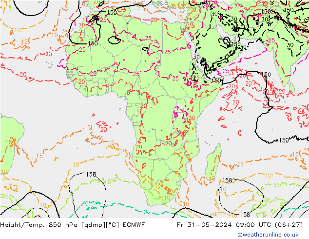 Height/Temp. 850 hPa ECMWF ven 31.05.2024 09 UTC