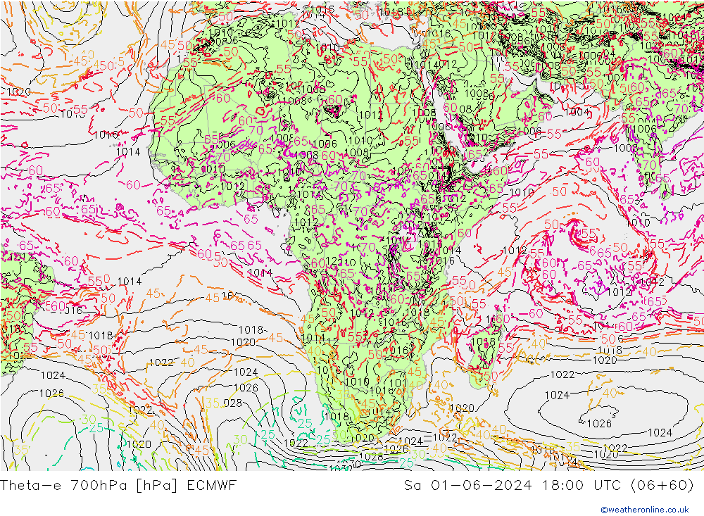 Theta-e 700hPa ECMWF  01.06.2024 18 UTC