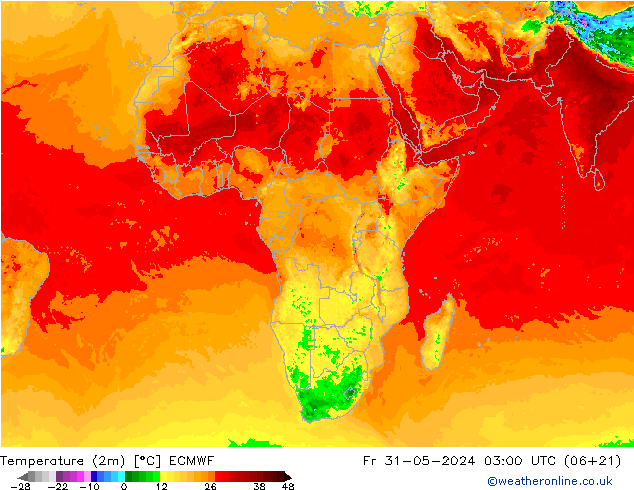 Temperatura (2m) ECMWF Sex 31.05.2024 03 UTC