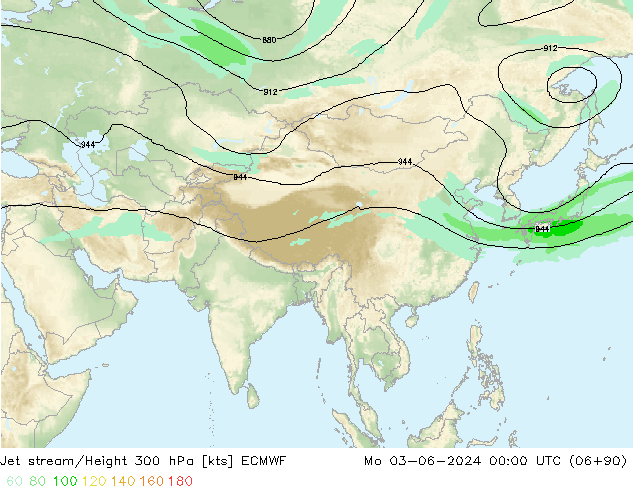 Corriente en chorro ECMWF lun 03.06.2024 00 UTC