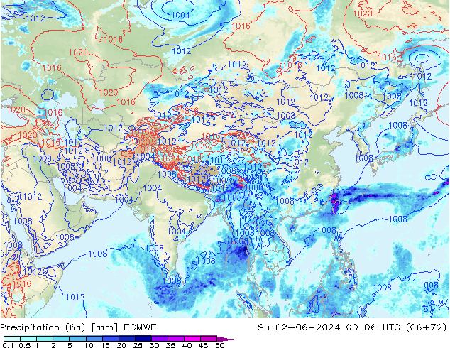 Z500/Rain (+SLP)/Z850 ECMWF dom 02.06.2024 06 UTC