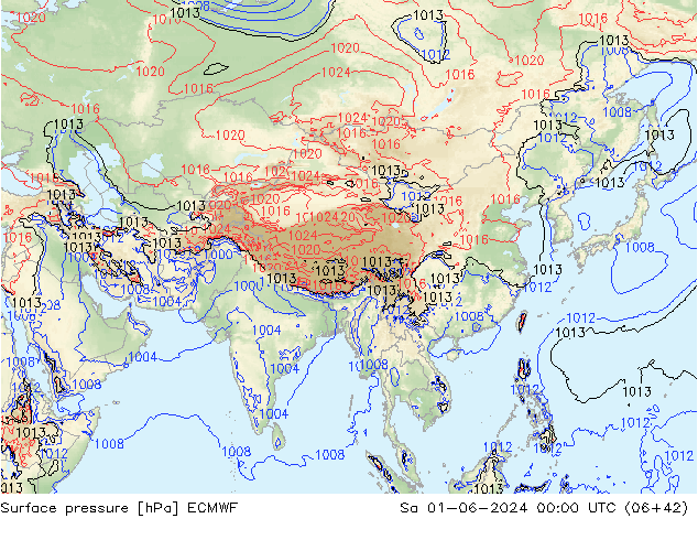 Luchtdruk (Grond) ECMWF za 01.06.2024 00 UTC