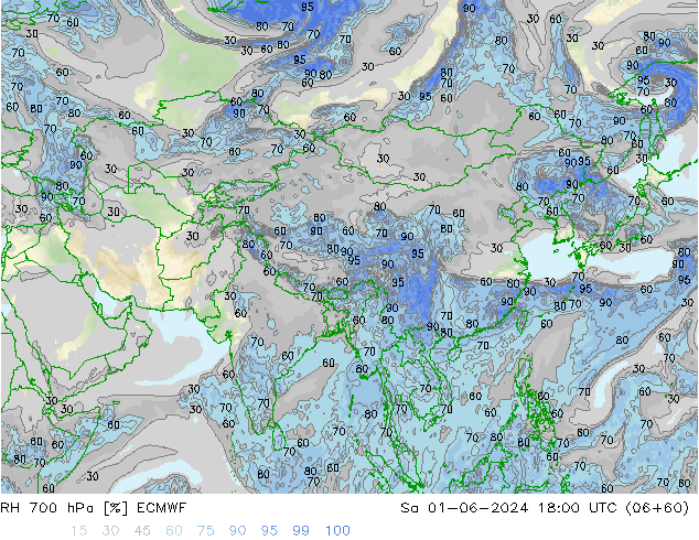 RH 700 hPa ECMWF Sa 01.06.2024 18 UTC