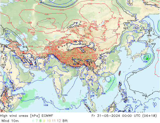 High wind areas ECMWF Fr 31.05.2024 00 UTC