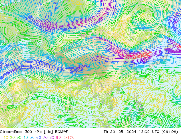 Streamlines 300 hPa ECMWF Th 30.05.2024 12 UTC