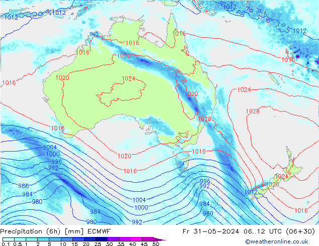 Z500/Rain (+SLP)/Z850 ECMWF Pá 31.05.2024 12 UTC