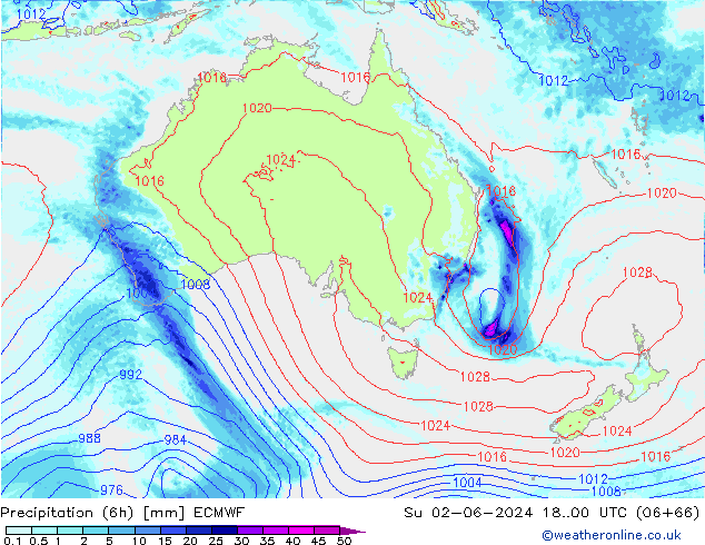 Z500/Rain (+SLP)/Z850 ECMWF Su 02.06.2024 00 UTC